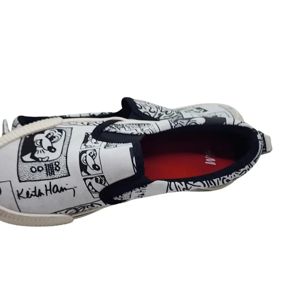 New Kieth Haring x Disney Sneaker Collab Mickey Mouse Big Kids Sz 2 H&M Ltd Ed